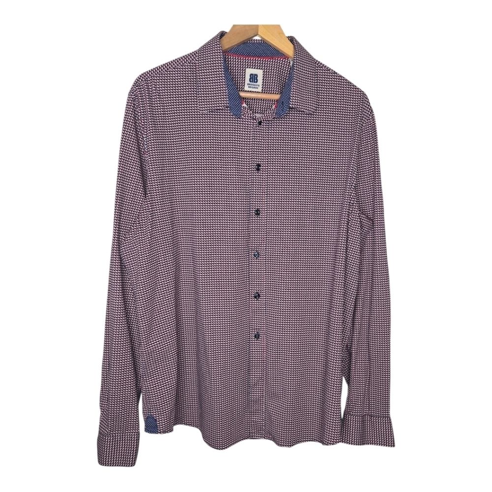 Brooklyn Brigade Mens Houndstooth Cotton Long Sleeve Button Up Shirt XL Tall